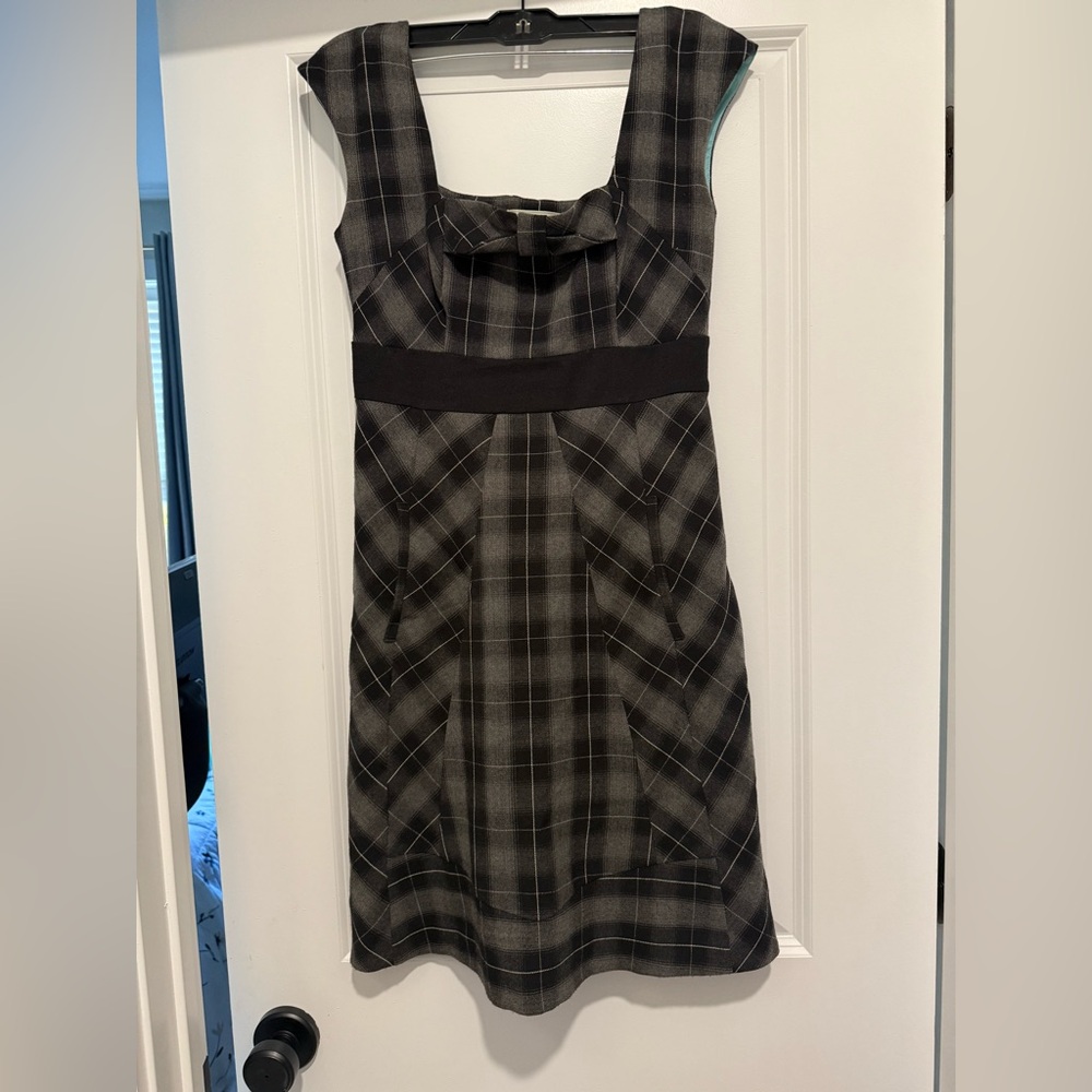 Anthropologie Moulinette Soeurs Black/Gray Plaid Dress Size 2